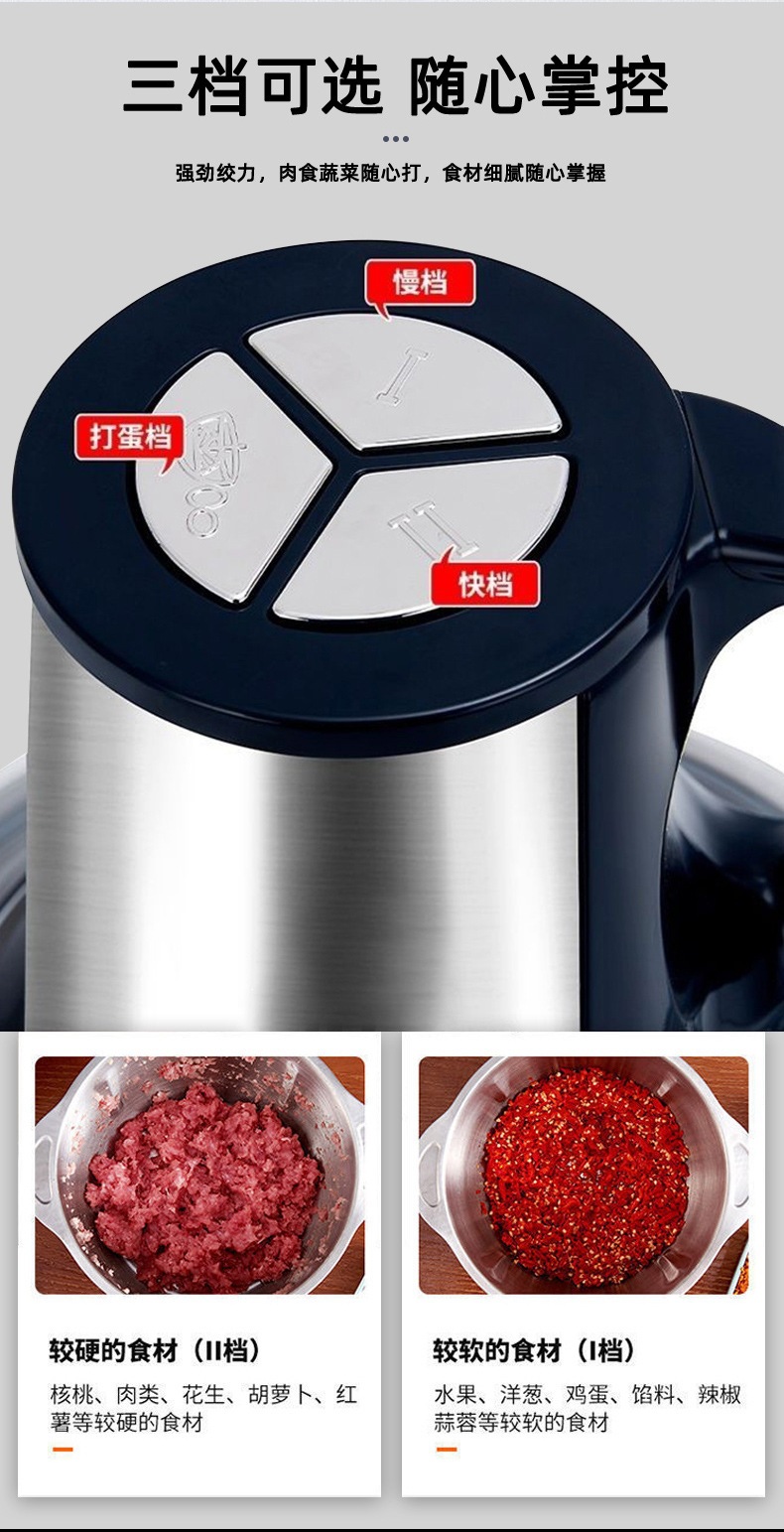 Electric Meat Grinder Multifunctional Food Processor Blender Baby Food Mixer Garlic Chili Mincer Small Commercial Household Appliance