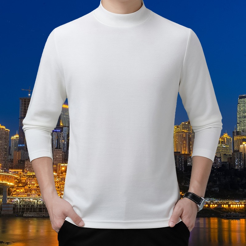 Brand 2026 Autumn/Winter New Men's Wool Long-Sleeve T-Shirt, Casual and Versatile Round Neck, Base Layer Top for Middle-Aged Fathers