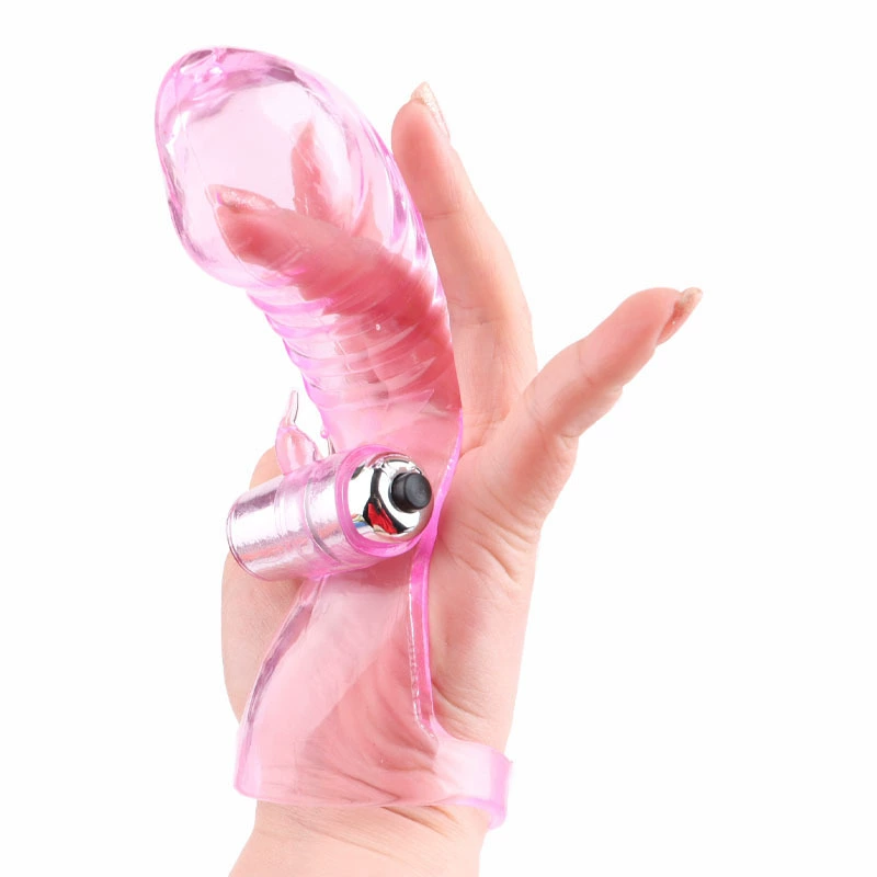 Vibrating finger sleeve (G‑spot style), soft silicone/elastic, mini bullet vibrator, multiple colors