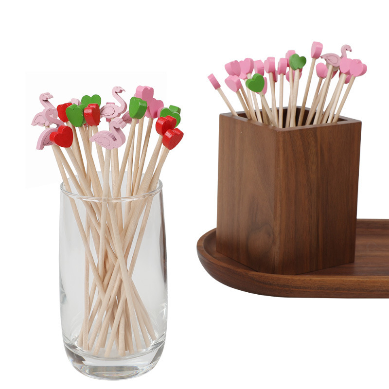 Tea drinks wooden stirrer set of 100 pieces disposable cocktail stirrer cute heart-shaped wooden coffee stirrer