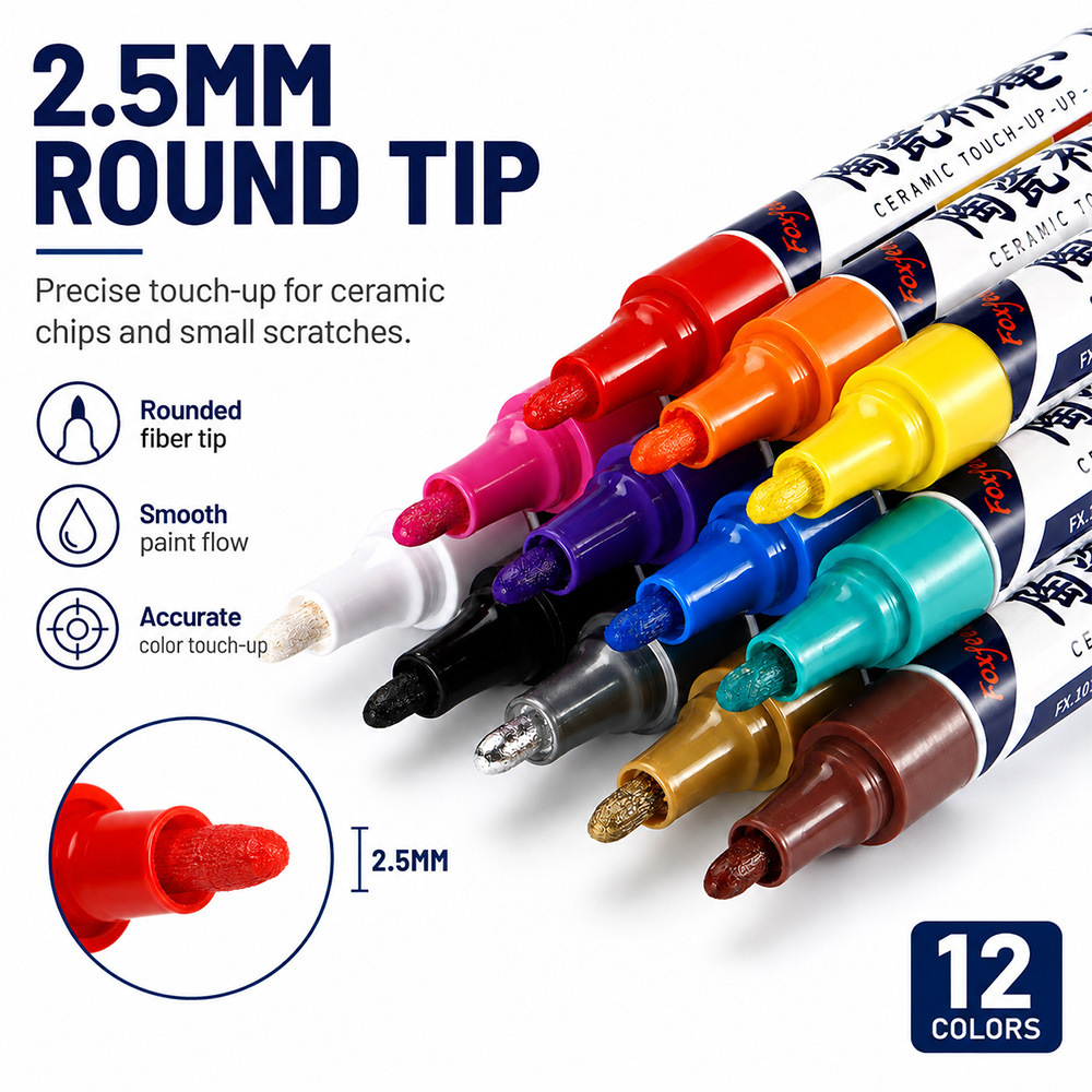 Ceramic Painting Pen 12 Colors Hand-painted DIY Creative Painting Pen Quick-drying Non-fading Glass Porcelain Repair Color Pen