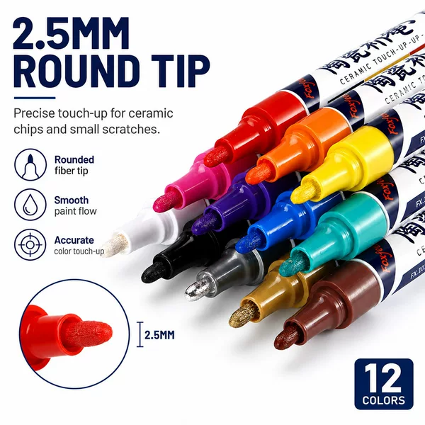 Ceramic Painting Pen 12 Colors Hand-painted DIY Creative Painting Pen Quick-drying Non-fading Glass Porcelain Repair Color Pen