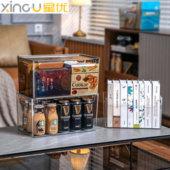 Acrylic storage box for desk books cosmetics office desk snacks face masks with lid transparent kitchen organization box