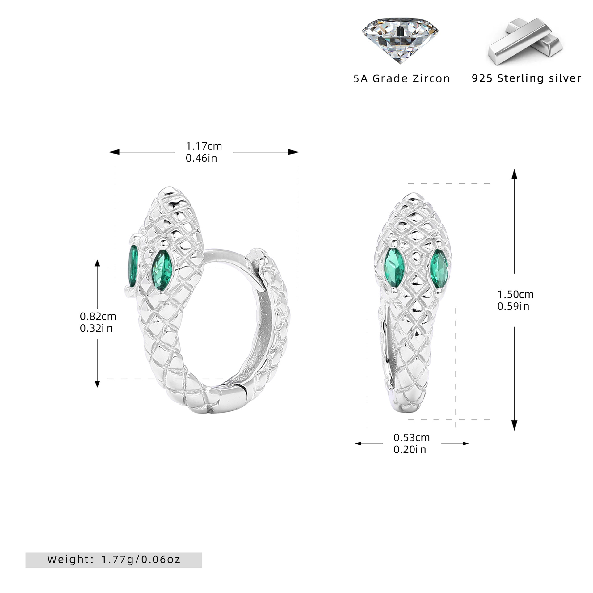 925 silver plating platinum-green