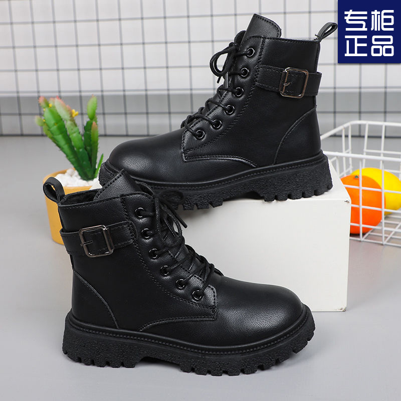 Girls' Shoes Boots 2024 Autum New British Style Black Kidsren's Short Boots Medium and Large Kidsren's Girls' Boots