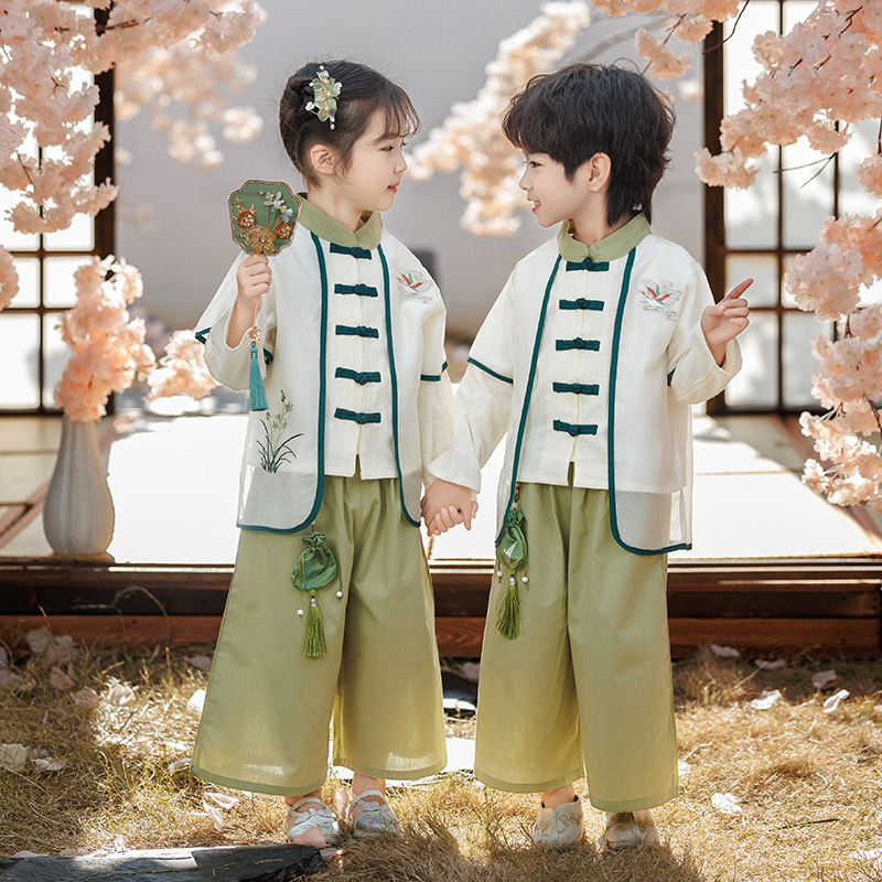 Boy's Hanfu Children's Traditional Birthday Dress Spring and Autumn Style Girl's Chinese Style Tangzhuang Baby's Thin Chinese Style Performance Dress