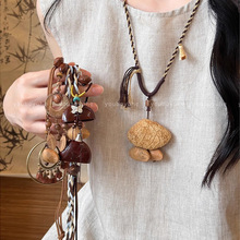 禅意民族风植物果壳编绳项链女新中式小众设计毛衣链日常百搭配饰