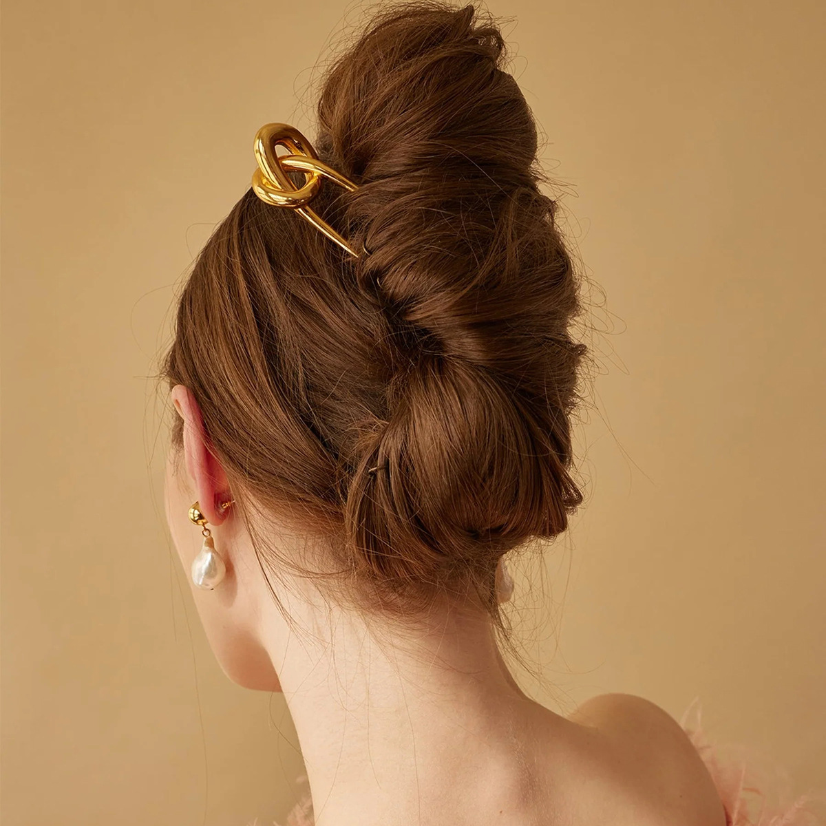 Europa y los Estados Unidos transfronterizos cabello universal simple temperamento de cabello de acero inoxidable oro 18k joyería cabello largo en forma de U