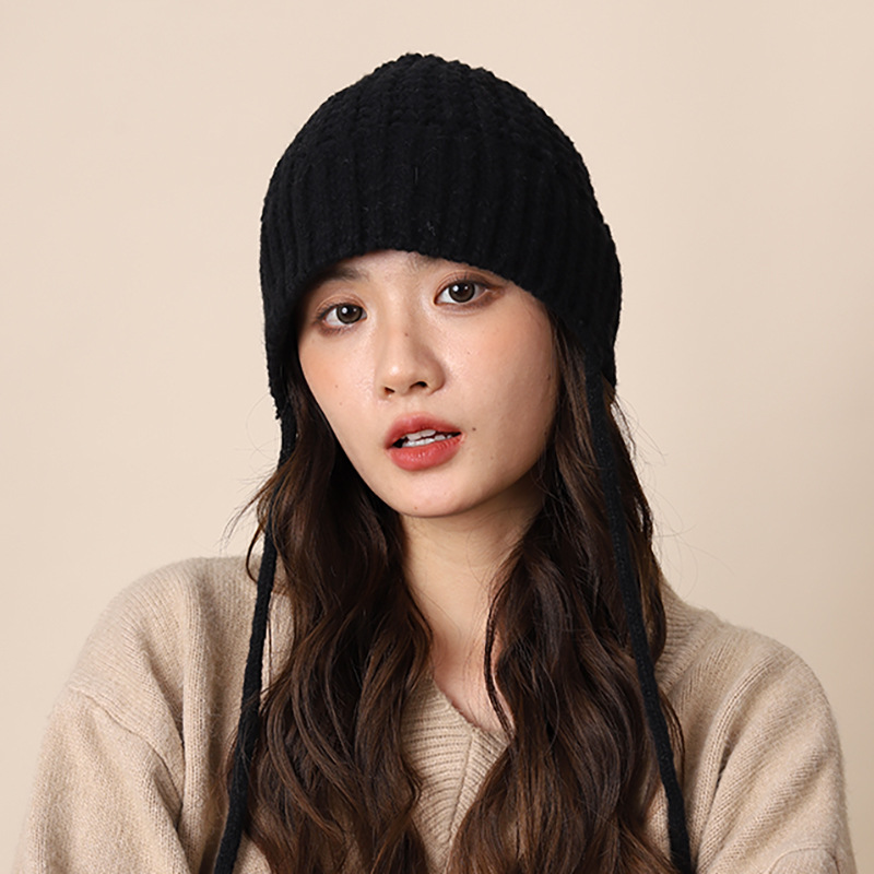 Chapeau de pêcheur polyvalent en fil de style vertueux pour enfants, style coréen, protection des oreilles chaude, chapeau seau noué, rue_voghion.com