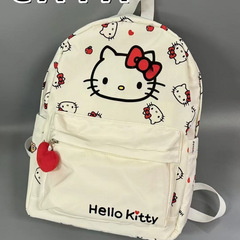 スクールバッグ落書き日本ハローキティかわいいバックパック軽量通気性新しい耐摩耗性ショルダーストラップ大容量バックパック