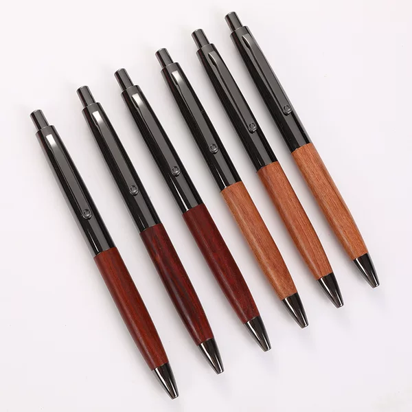 Solid Wood Retractable Signature Pen with Engraved Logo, Sandalwood Ballpoint Pen for Corporate Promotion, Business Advertisement, and Gift, Neutral