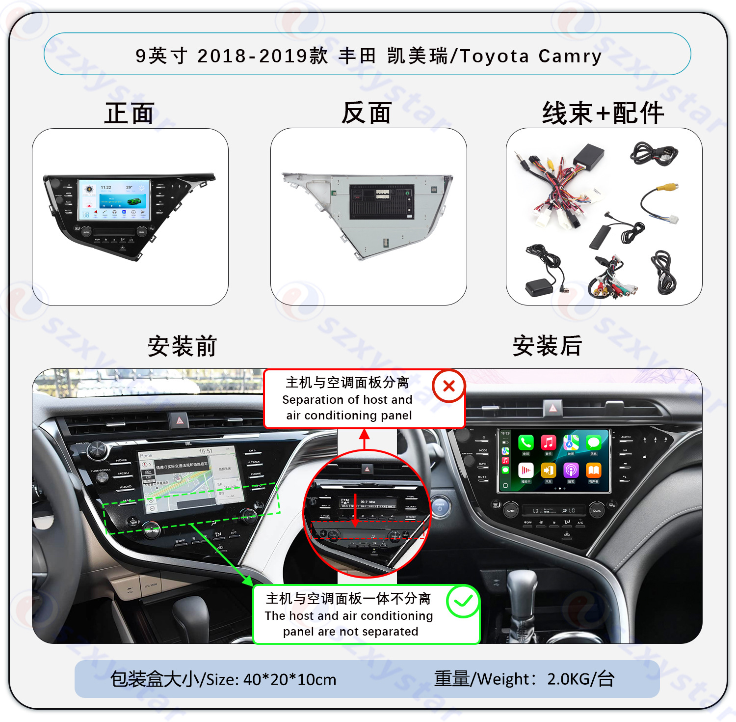 Suitable for 9-Inch 18-19 Model Toyota Camry Wireless Carplay Car Navigation 360 Panoramic All-In-One Machine