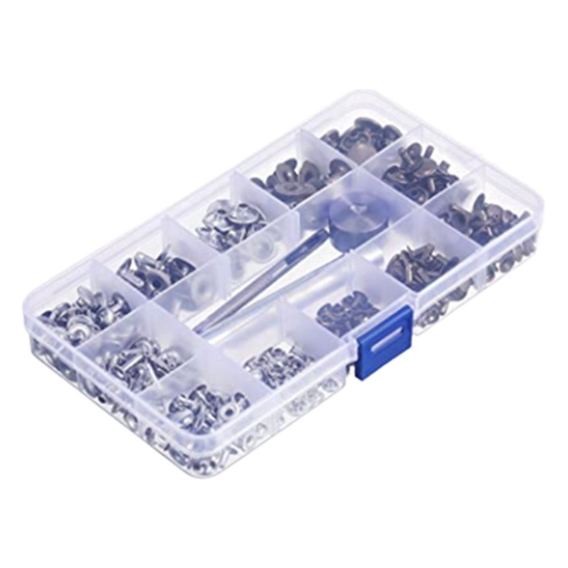 200 sets de 5 tamaños de un solo lado remaches 2-color hit nail accesorios de cuero de uñas hembra tapa de metal de suministro transfronterizo