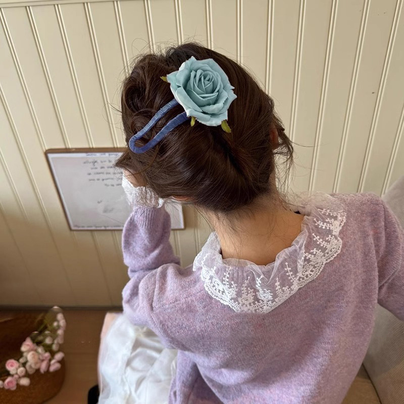 Romántico coreano rosa broca de pato broca de cabello de mujer grande primavera y verano sensación de atmósfera broca de cabeza media tarjeta de cabello