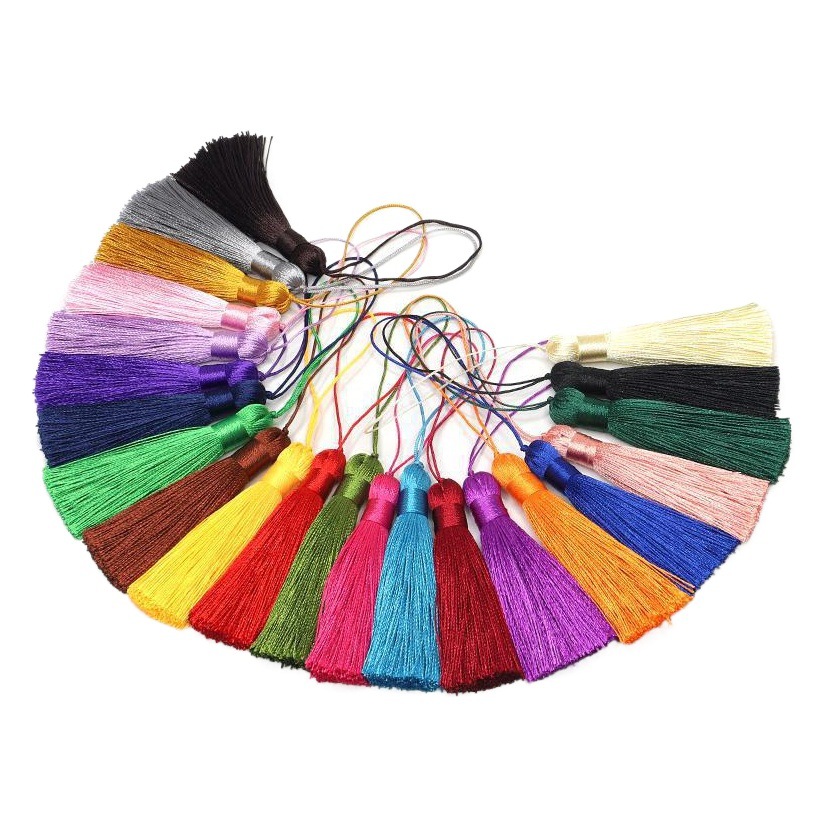8cm short fat tassel tassel 8cm small fat tassel headwear accessories anti-wrinkle vertical ice silk small tassel pendant