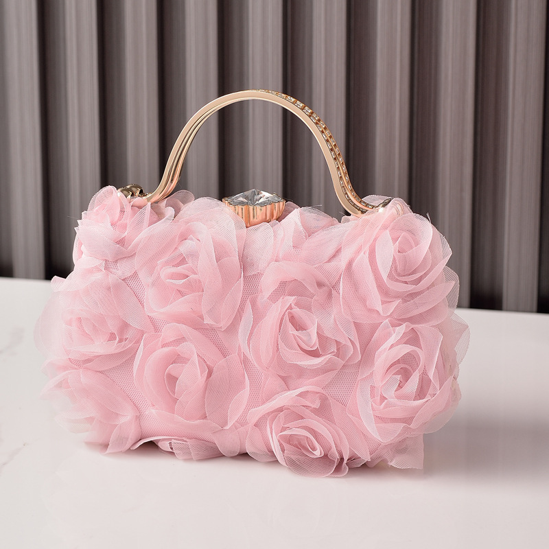 Bolso de cena de flores de estilo caliente europeo y americano, vestido de novia, bolso de vestido blanco, comercio electrónico transfronterizo, ventas directas de fábrica, partybag