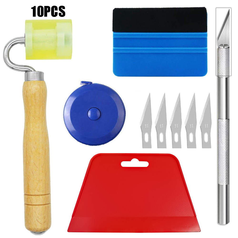 跨境10件套壁纸平滑工具套件汽车贴膜修插边塞缝包边收边刮板套装