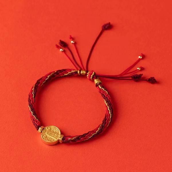 Dios de la riqueza de cinco vías pulsera de cuerda roja Semana de la moda de Milán femenina Xiao Zhan mismo estilo nudo de diamante Xizango pulsera tejida año de nacimiento