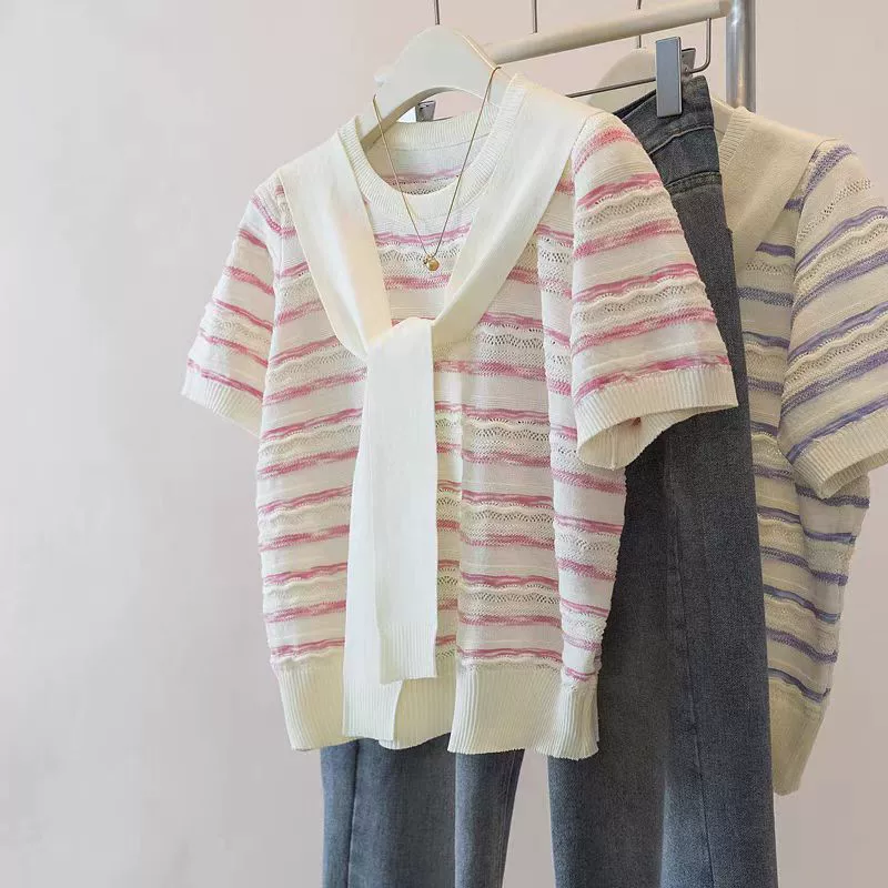Комплект, накидка, шелковая основа базовая футболка, женская, с short sleeve
