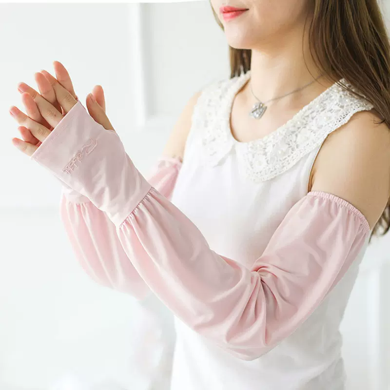 夏季宽松冰袖防晒袖套冰丝女薄款开车袖子手臂防晒冰丝护臂手套