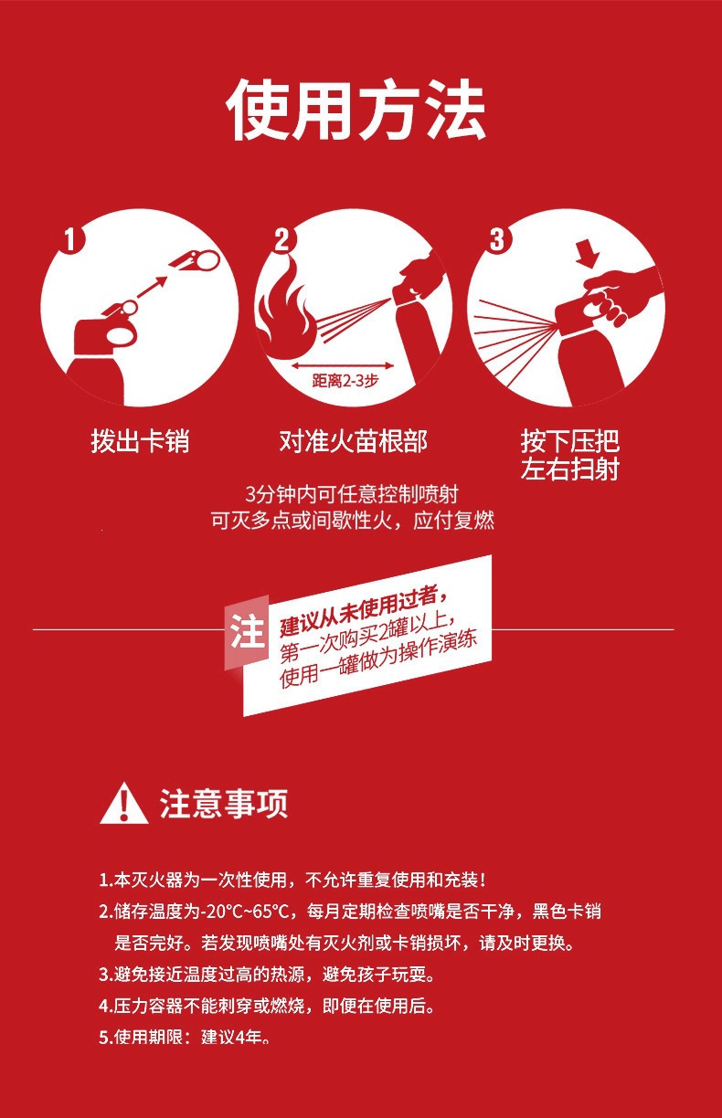Flame Warrior Car Fire Extinguisher, 21B Mini Portable Dry Powder Fire Extinguisher for Automotive Fire Annual Inspection
