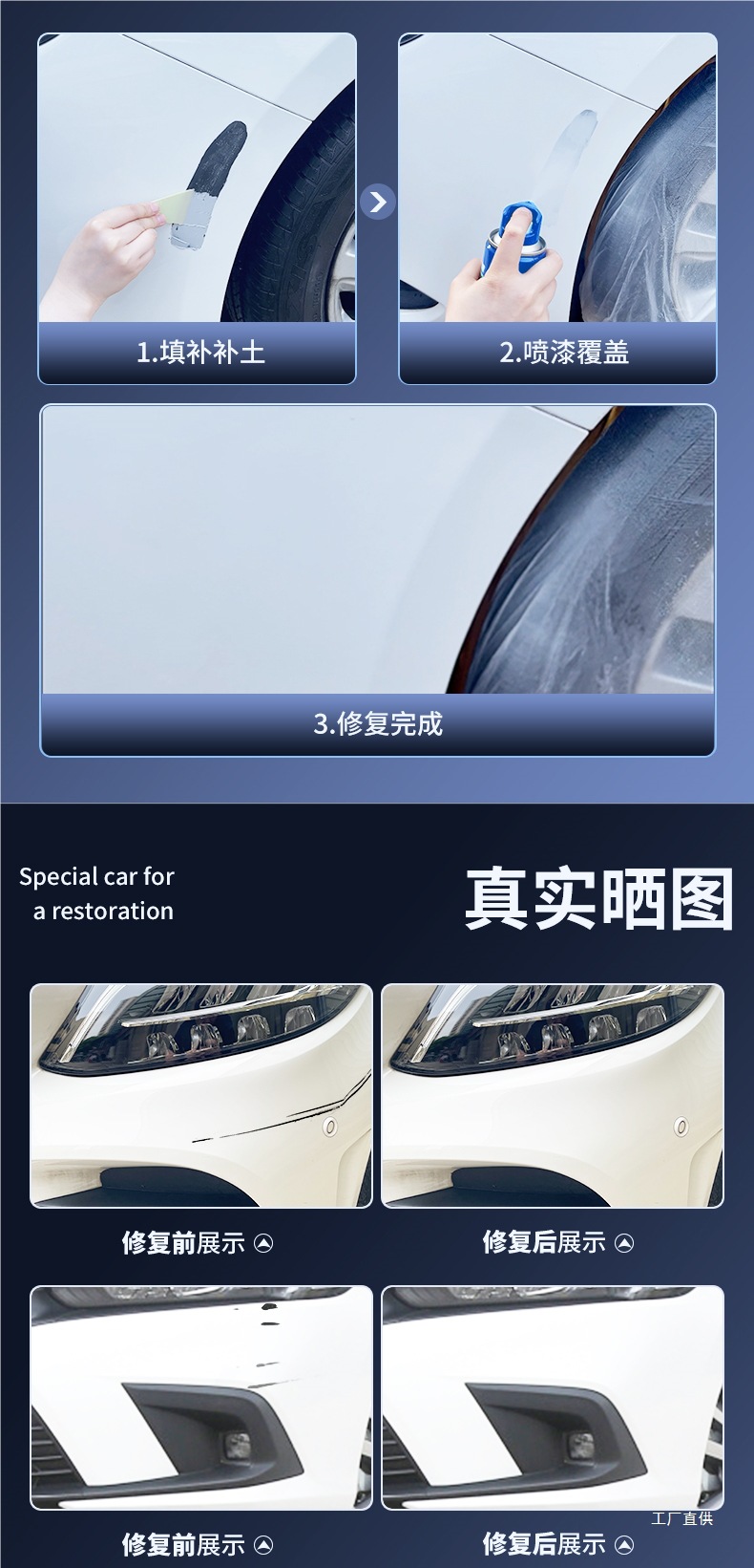 Touch-Up Pen Pearl White Dot Self-Spray Paint Black Repair Car Paint Surface Scratch Removal Car Scratch Repair Artifact Peihui