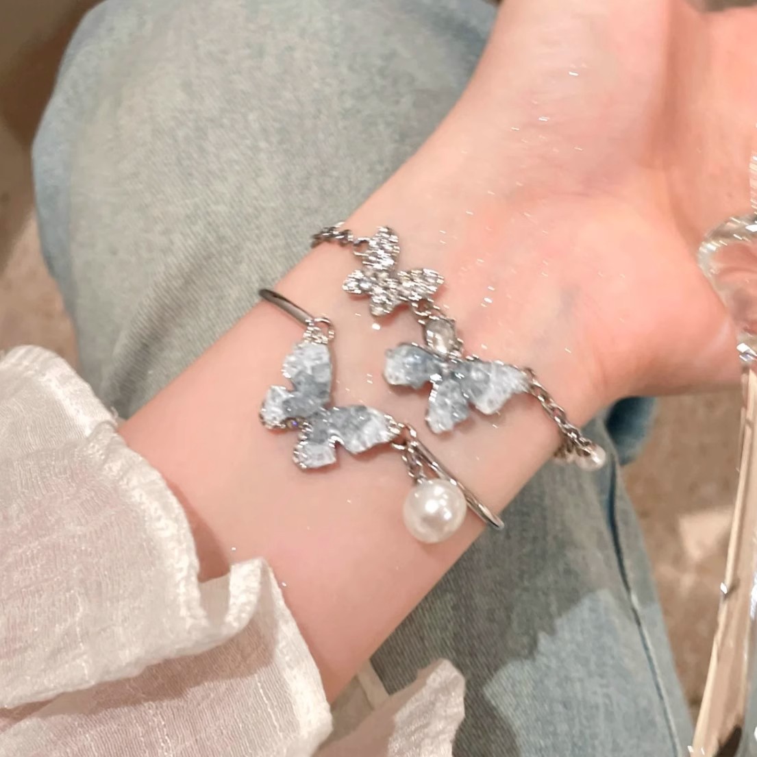 Summer fashionable blue women's bracelet natural stone