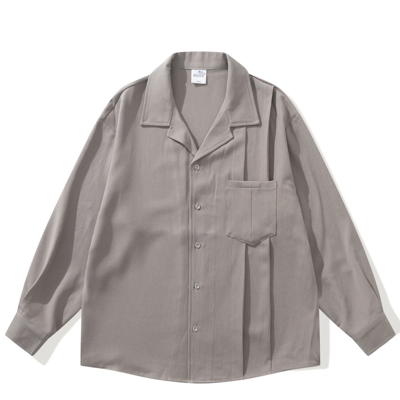 Japanese retro old money style Cuban collar long-sleeve shirt, unisex loose workwear shirt, couple's casual jacket, trendy