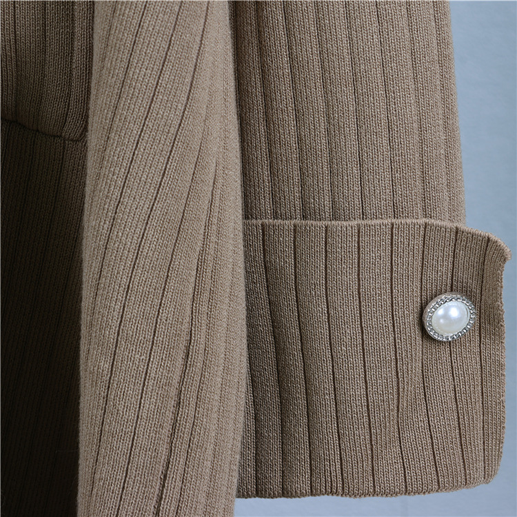 Damen Strick Set Dreiteilig Mit Strickjacke Und Weite Hose_voghion.com