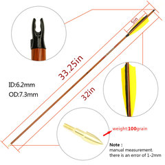 6.2mm內徑木紋純碳真羽箭複合反曲弓射箭器材廠家直銷