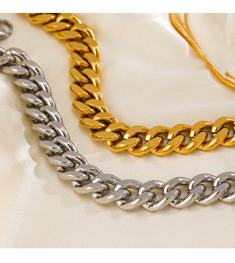 18K Gold Plated Plating Material 304 Stainless Steel Pendant Material Stone-Free Inlay Material Rock Streetwear Geometric 304 Stainless Steel 18K Gold Plated Bracelets In Bulk