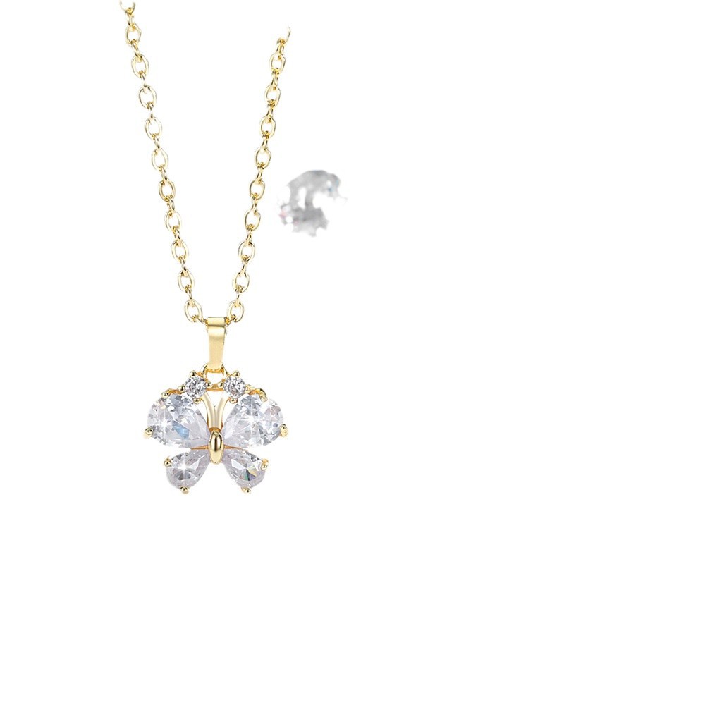 Joyas transfronterizas conjuntos de mariposa zircon pendientes colgante cobre 14K oro en forma de O collar pendientes accesorios al por mayor