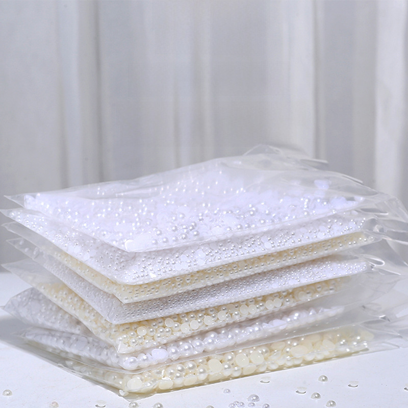 Nail pearl jewelry 1.5-6mm bag pure white rice White half flat bottom Pearl nail jewelry mobile phone patch