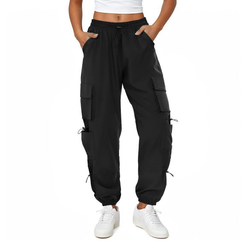 Cross-Border New Women's Parachute Cargo Pants, Quick-Dry Hiking Pants with Pockets, Lightweight Waterproof Loose Jogging Pants Cross-Border New Women's Parachute Cargo Pants, Quick-Dry Hiking Pants with Pockets, Lightweight Waterproof Loose Jogging Pants