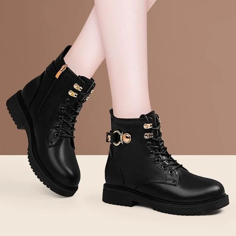 Одиночная обувь женские ботинки Martin сапоги женские хлопчатобумажные сапоги женские 2024 осень-зима новые сапоги с толстой подошной подошвы плюс бархат теплые женские кожаные сапоги