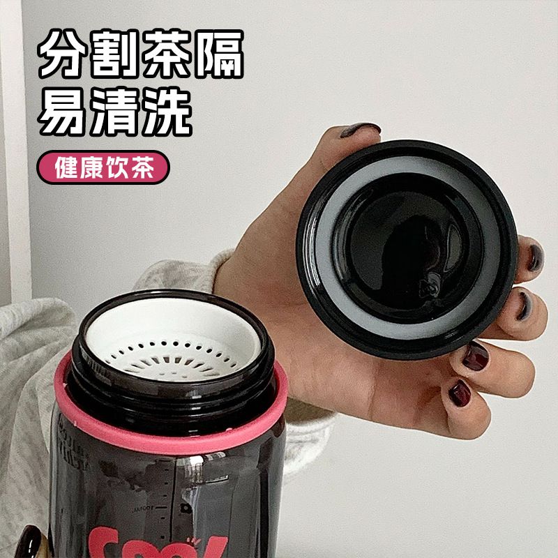 シンプルな漫画のかわいいプラスチックカップ屋外ポータブル男女学生直接飲料水カップ高温耐性と落下耐性カップ卸売|undefined
