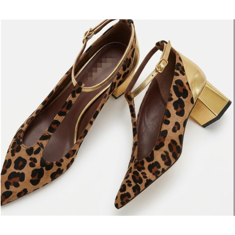 26 Spring Style Sandals for Women, Leopard Print European and American High Heels, Women's Comfortable Thin-Heeled Summer New Style Single Shoes, Pointed Toe Mules for Women