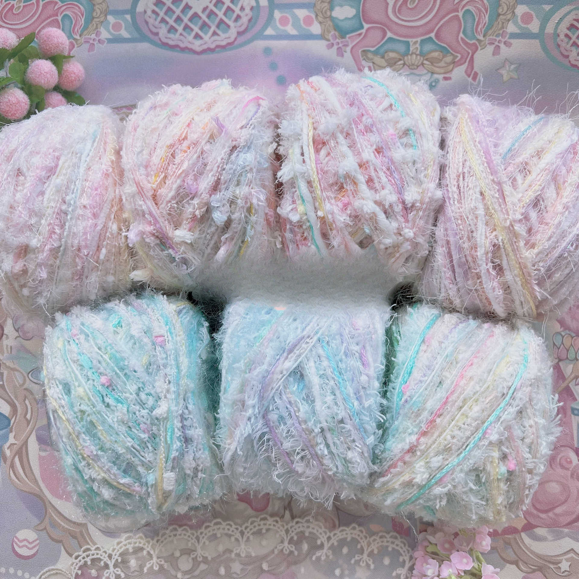 花式围巾线缤纷手工diy混线纱三团系列批发手线编织包特色