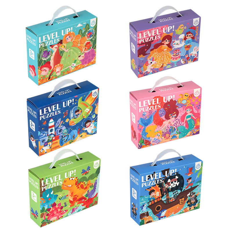 Niños transfronterizos 60 piezas caja de regalo portátil puzzle infantil infantil animación educación temprana puzzle juguetes inteligentes