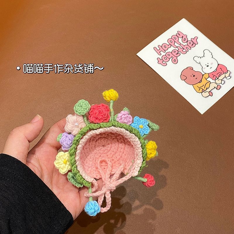 DIY ウールフラワーかんざし蜂子犬キーホルダーウエストハイランドペンダントベビードール手作り小豆ニットヘッドギア|undefined