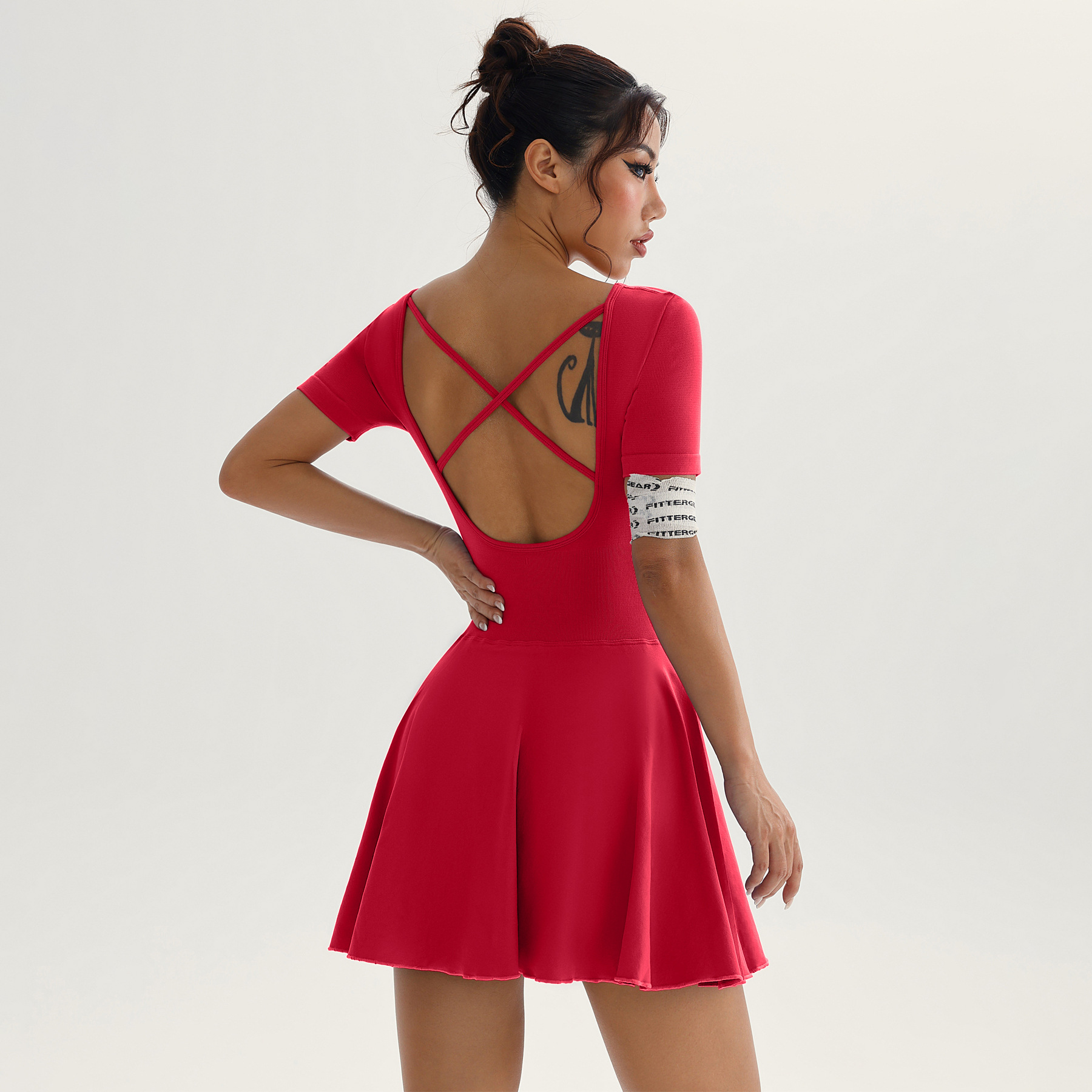 New Clothes Cross-border Sexy Back Golf Tennis Skirt Onesie Running Sports Anti-light Yoga Fitness Skirt_ecoleips.com