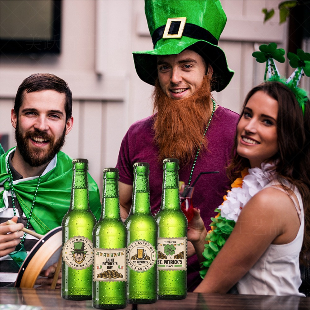 Día de San Patricio del Amazonas decorativo botella de vino pegatinas Festival irlandés etiqueta adhesiva