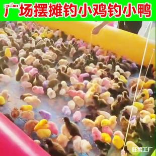 Fishing Toy Tool Rod Night Market Stall Pond Children's Fishing Live Chicken Chick Magnetic Internet Celebrity Package Square Fishing Chicken Metal
