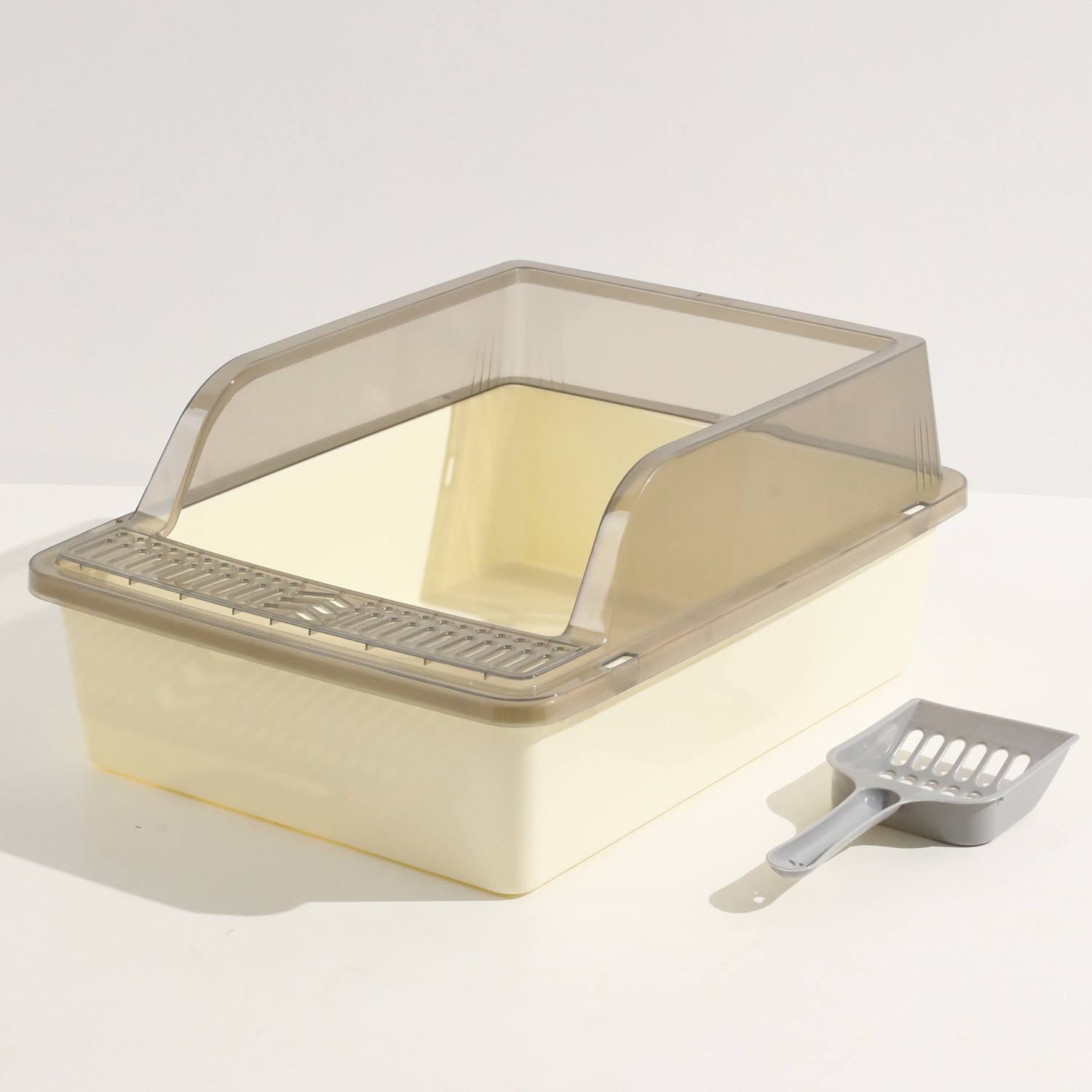 Lavabo de arena para gatos, inodoro para gatos semicerrado de gran tamaño, cerca alta, palangana de heces para gatos, palangana de arena para gatos, suministros para mascotas para gatos