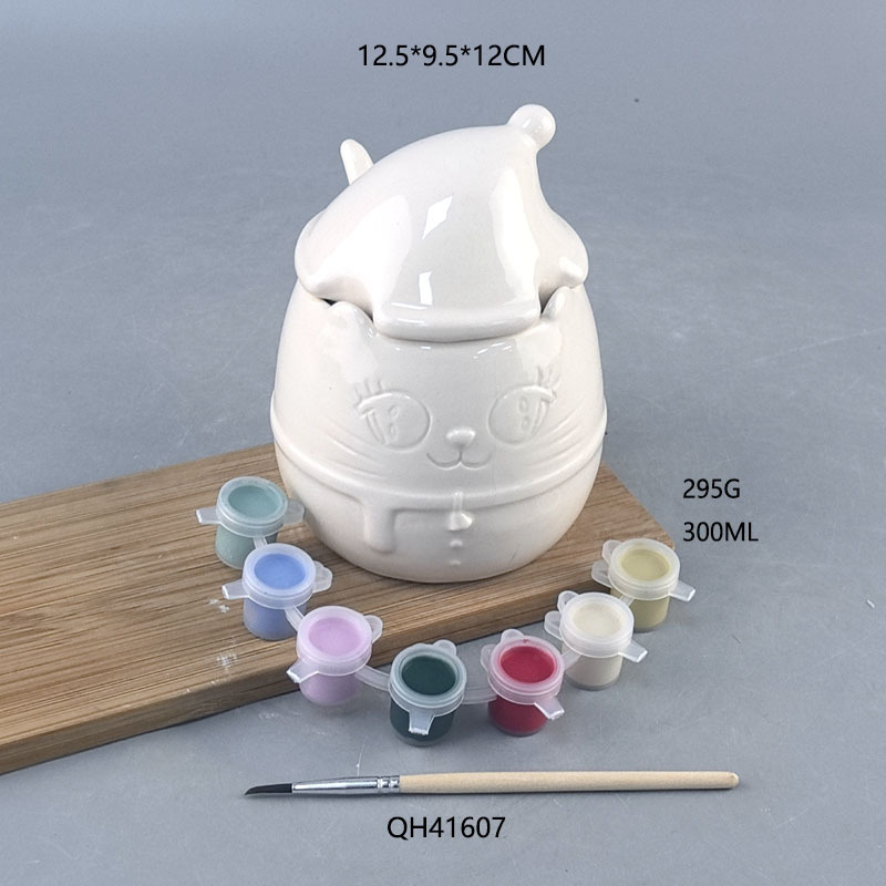 Personalizado creativo encantador cerámica DIY con tapa taza de gato de alto valor artesanía de cerámica encantadora taza de gato