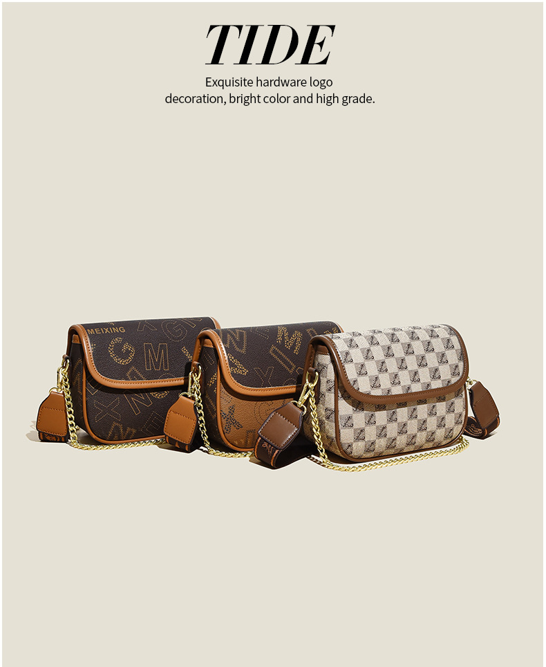 2023 Autumn New Live Broadcast Good Style Chain Saddle Bag Retro Presbyopia High-Quality Single Shoulder Diagonal Letter Women's Bag_voghion.com