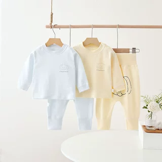 婴儿衣服秋季新款儿童内衣套装纯棉肩扣宝宝秋衣秋裤男高腰护肚女