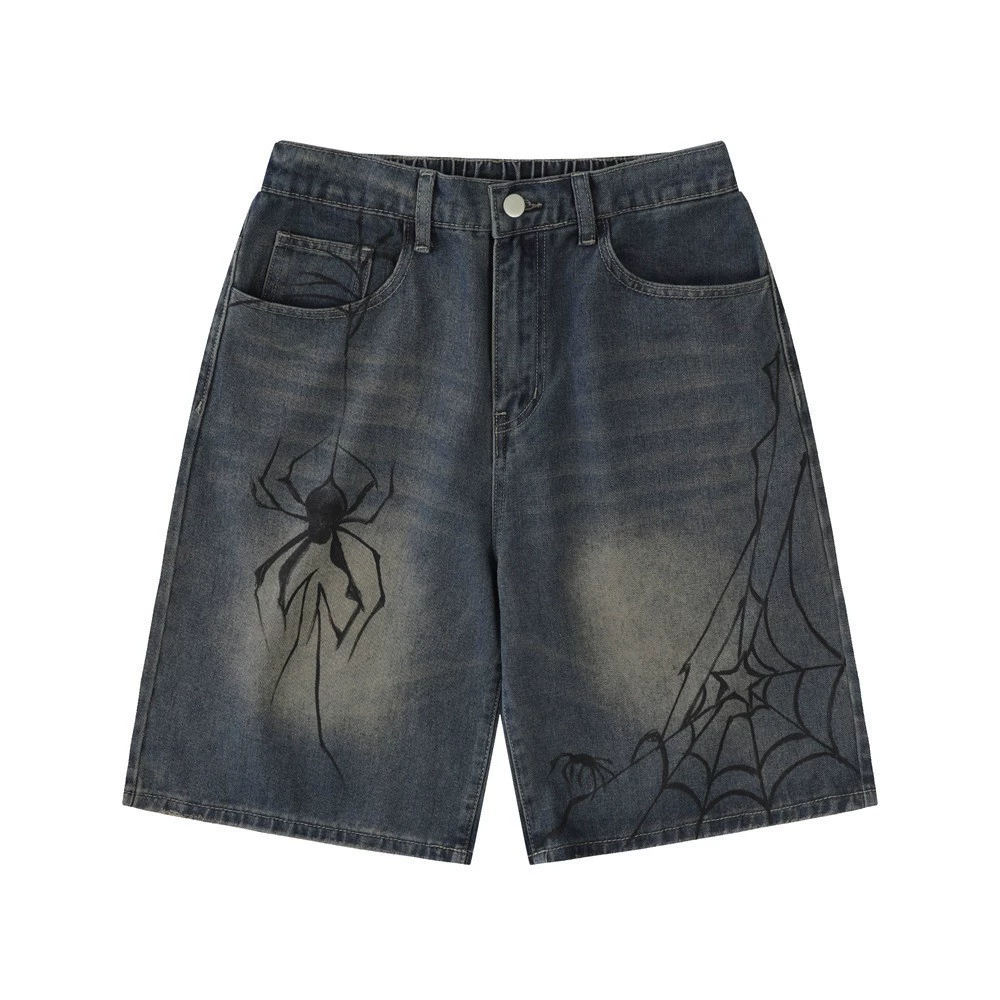 Джинсовые шорты (мужские) oversize, ретро американский стиль, синий, S–XXL