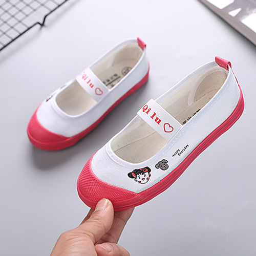 2024 New Boys and Girls Dance Canvas Shoes Comfortable Children's Student Shoes Slip-On White Shoes Manufacturer Wholesale