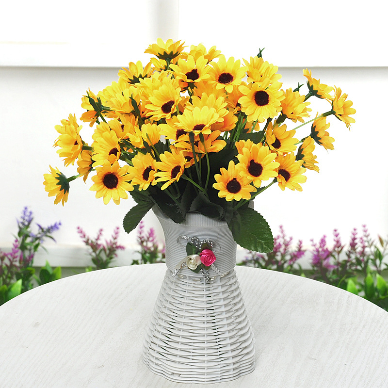 Simulación girasol escritorio flor falsa Simulación plantas verdes adornos en macetas decoración del hogar plantas de interior bonsai flores café image 4